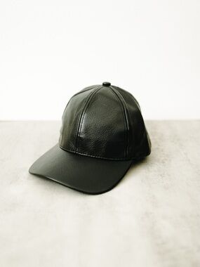 NWOT Revolve Black Faux Leather Baseball Cap